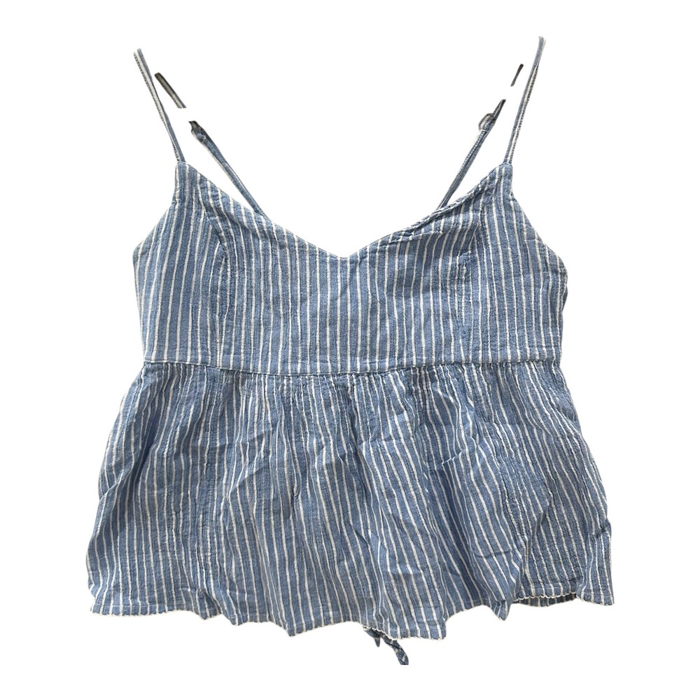 Vintage Y2K Abercrombie & Fitch Babydoll Cami Top M Blue Striped Tie Back